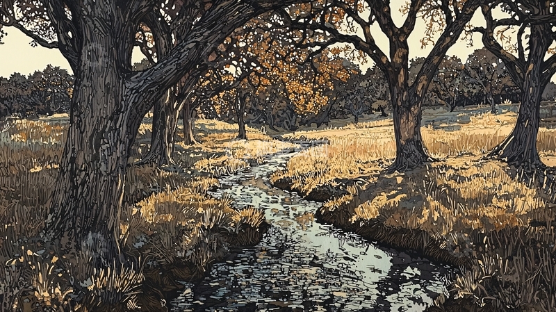 高清大图下载【趣麦麦图】秋日小溪树林景色