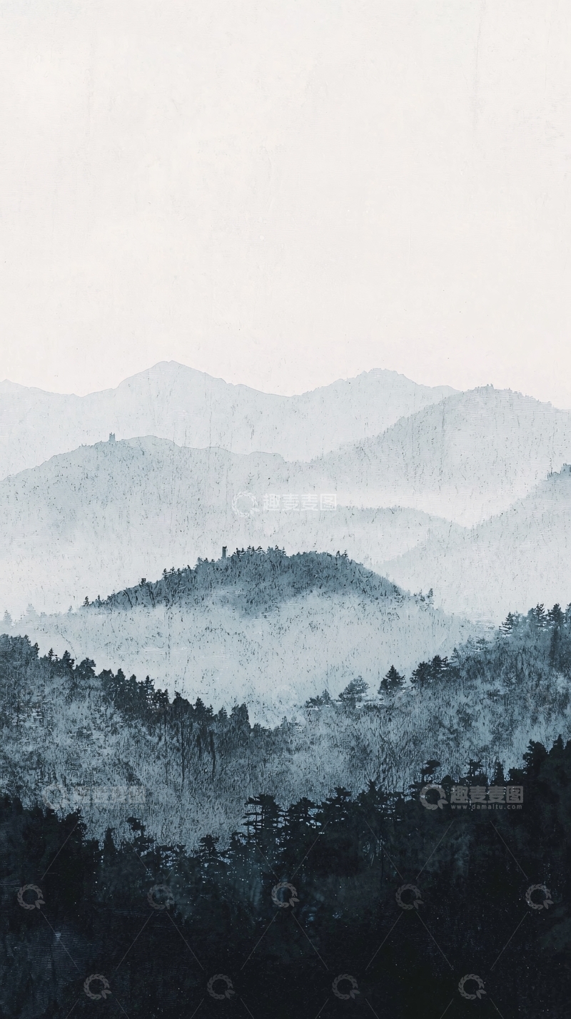 高清大图下载【趣麦麦图】水墨山水画338