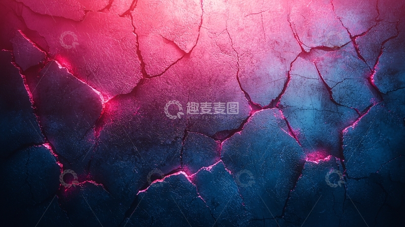 高清大图下载【趣麦麦图】破裂纹理在蓝粉色光照下