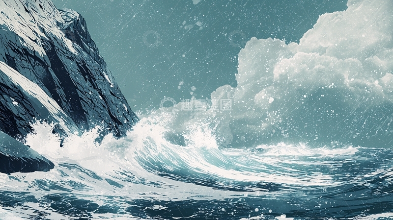 高清大图下载【趣麦麦图】暴风雨中的岩石海岸