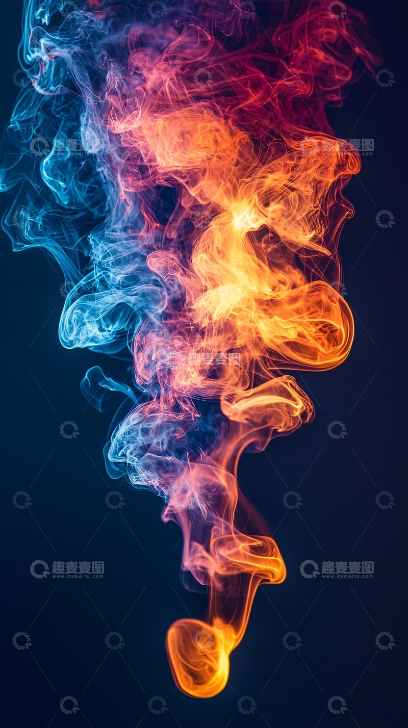 高清大图下载【趣麦麦图】红蓝撞色烟雾状流体