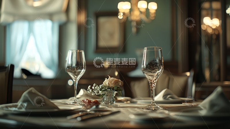 高清大图下载【趣麦麦图】高级餐厅浪漫晚餐场景