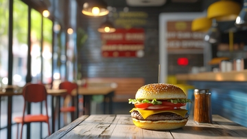 汉堡店里美味汉堡