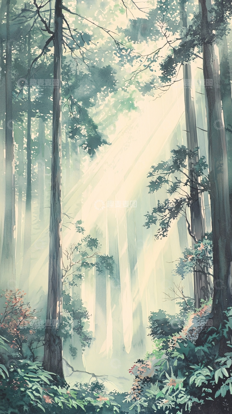 高清大图下载【趣麦麦图】雾气森林