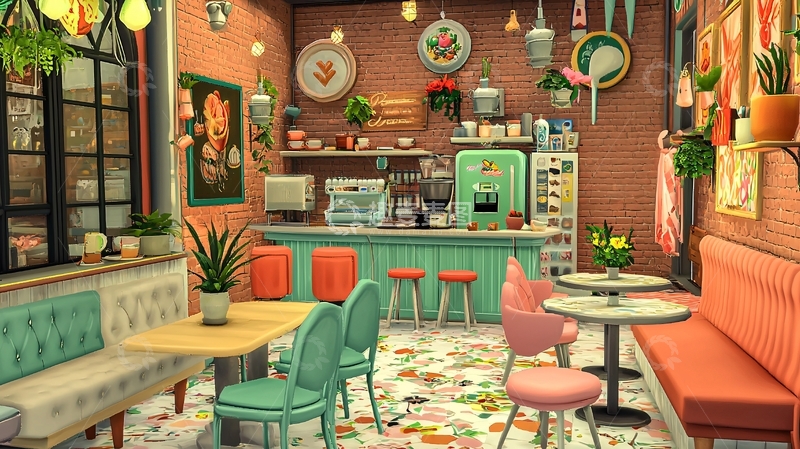高清大图下载【趣麦麦图】复古甜品店室内设计