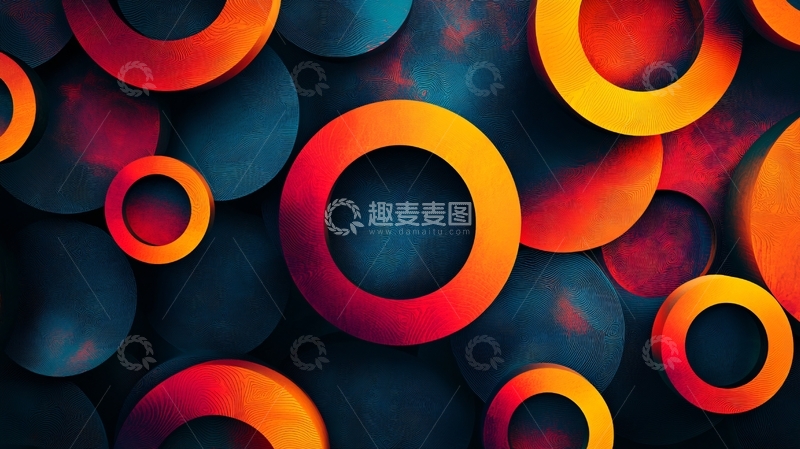 高清大图下载【趣麦麦图】抽象圆环背景