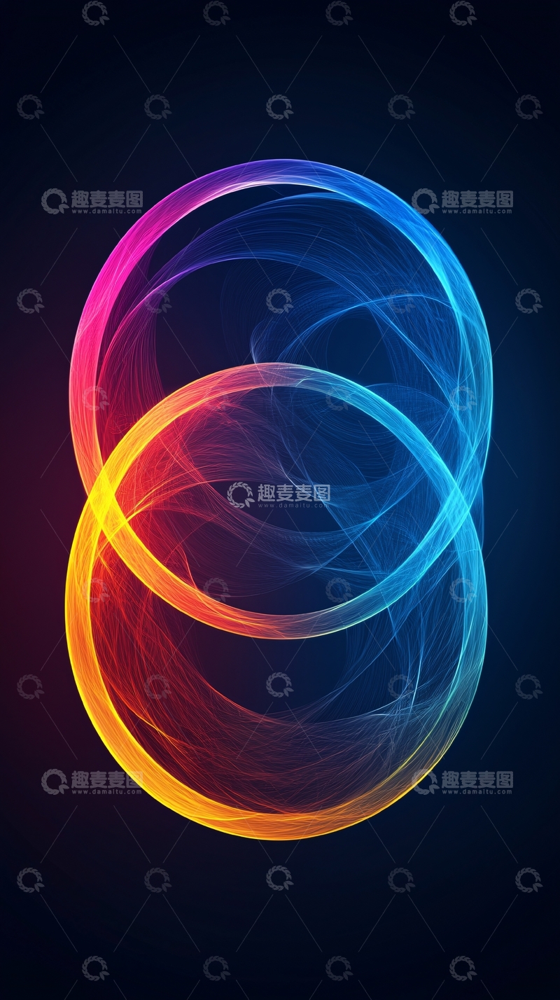 高清大图下载【趣麦麦图】抽象光效双圆环
