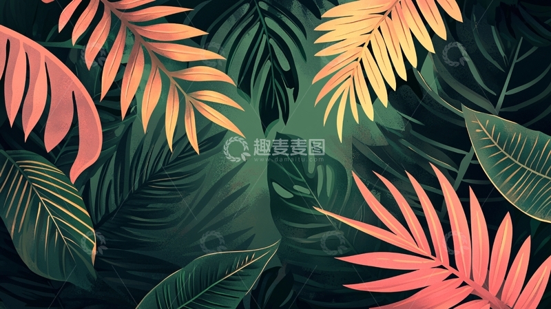 高清大图下载【趣麦麦图】热带植物叶子背景图