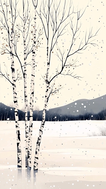 冬季白桦树雪景图