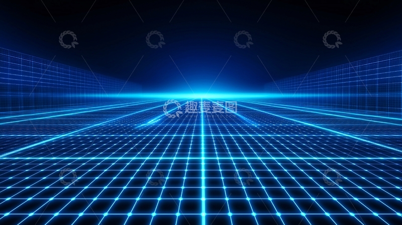 高清大图下载【趣麦麦图】蓝色网格科技感背景