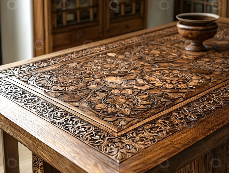 高清大图下载【趣麦麦图】精雕细琢的木制桌子