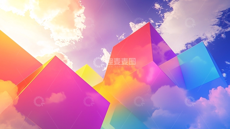 高清大图下载【趣麦麦图】彩色几何图形云彩背景