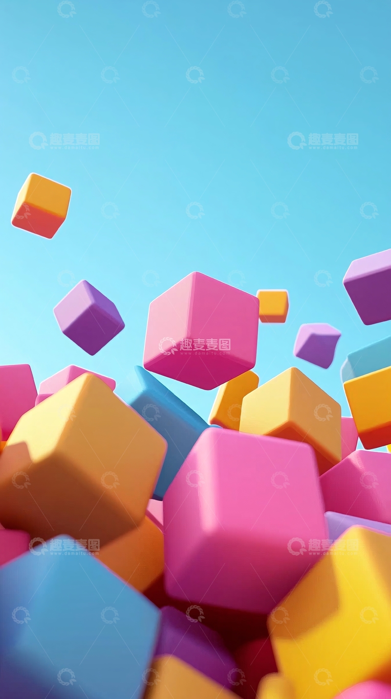 高清大图下载【趣麦麦图】彩色方块堆积