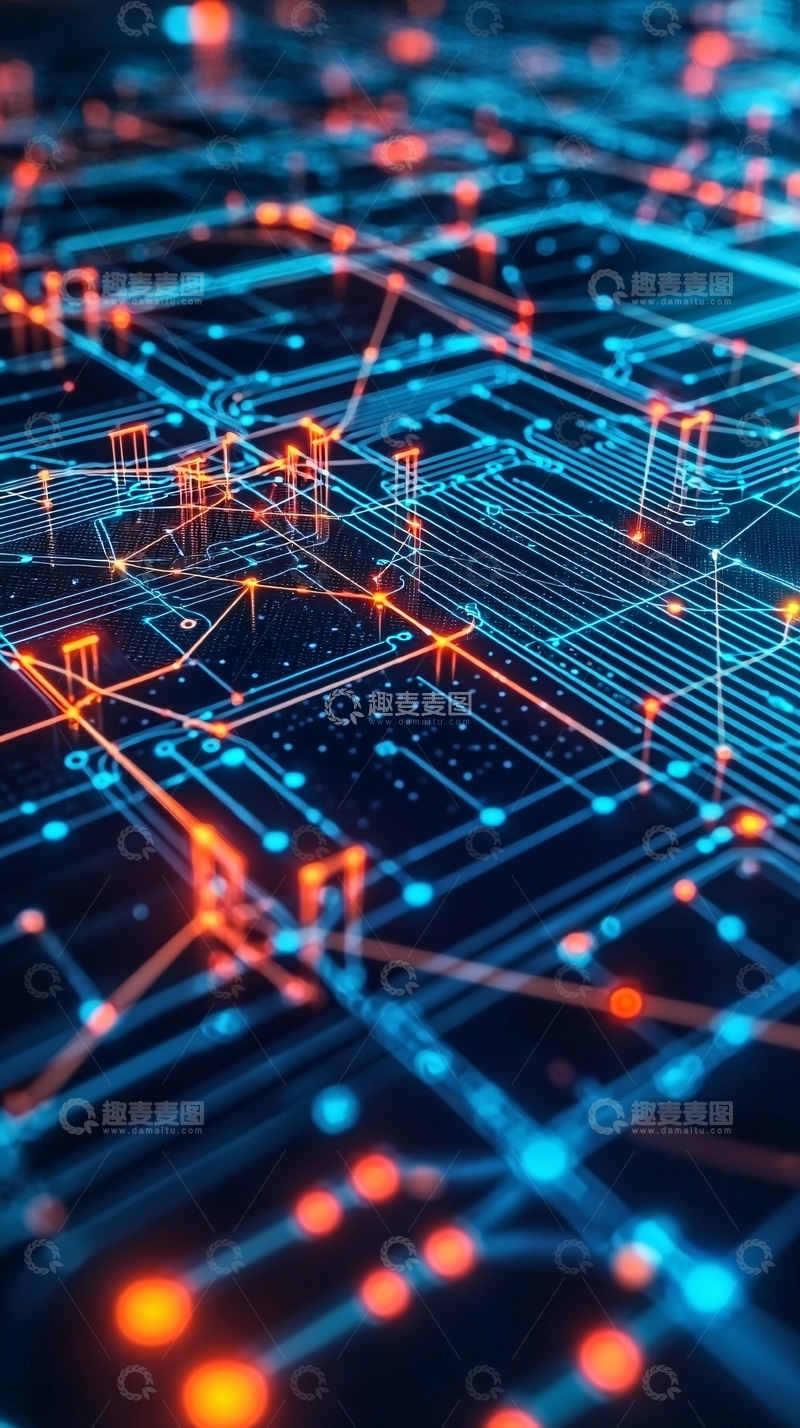 高清大图下载【趣麦麦图】科技感蓝色电路板