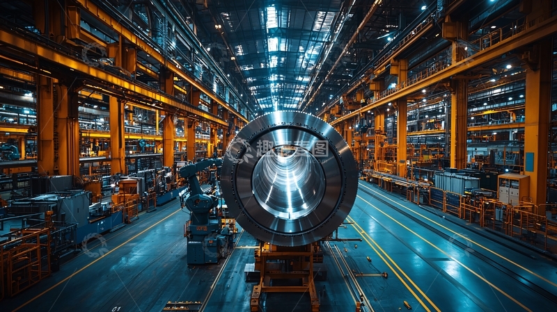 高清大图下载【趣麦麦图】工业车间内金属卷材特写