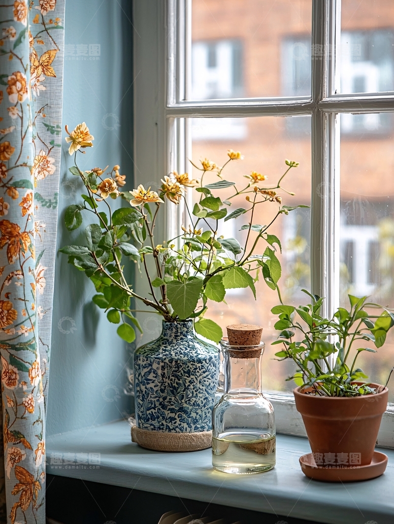 高清大图下载【趣麦麦图】窗台花瓶植物清新静物