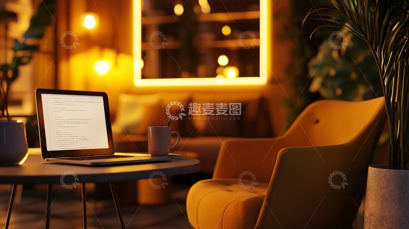 高清大图下载【趣麦麦图】温暖舒适的居家办公场景