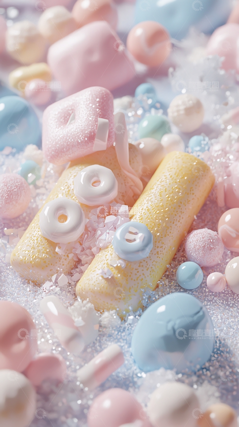 高清大图下载【趣麦麦图】泡泡浴中的可爱糖果
