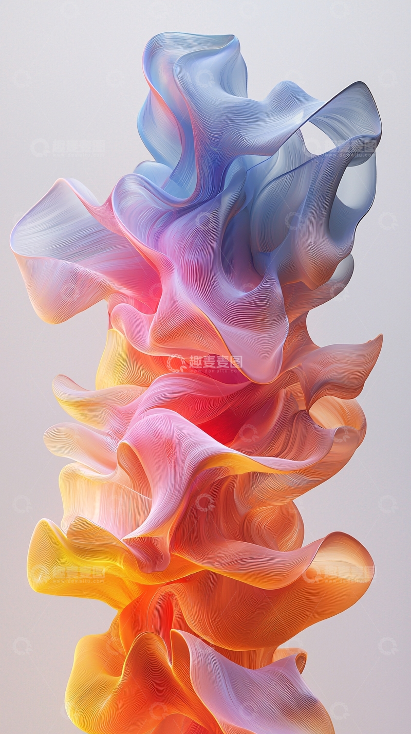 高清大图下载【趣麦麦图】抽象彩色丝绸飘带