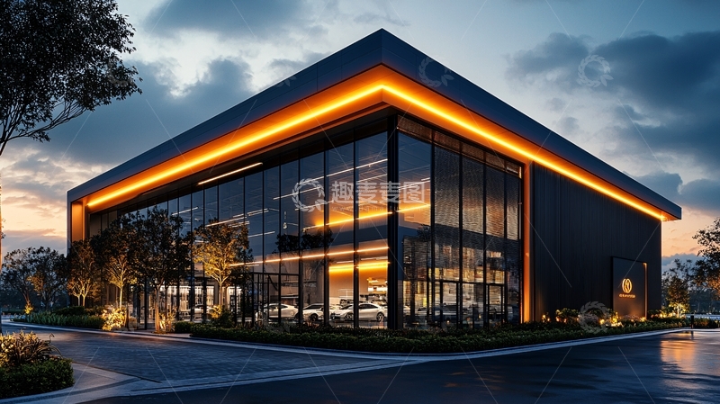 高清大图下载【趣麦麦图】现代简约商业建筑夜景