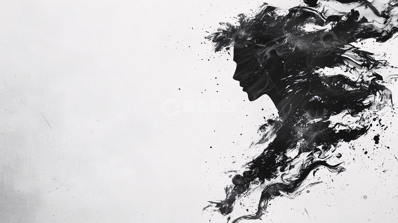 高清大图下载【趣麦麦图】水墨画女性侧脸