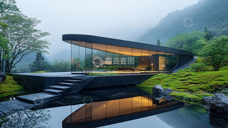 高清大图下载【趣麦麦图】未来主义水边住宅