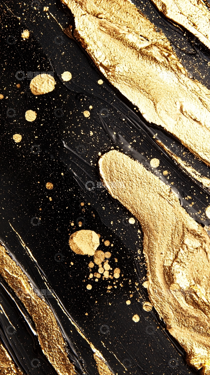 高清大图下载【趣麦麦图】黑金流体艺术