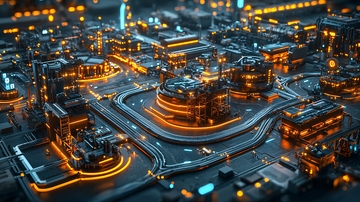 未来城市夜景鸟瞰