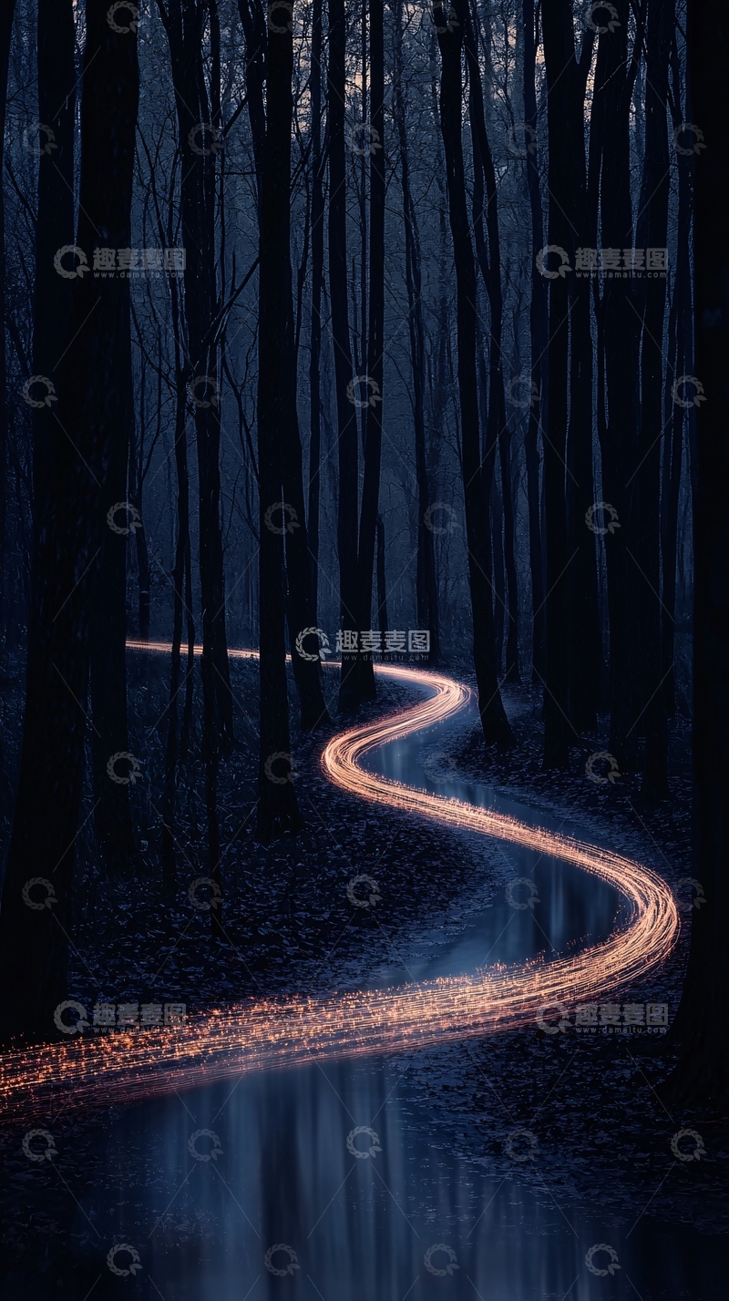 高清大图下载【趣麦麦图】黑暗森林蜿蜒小路