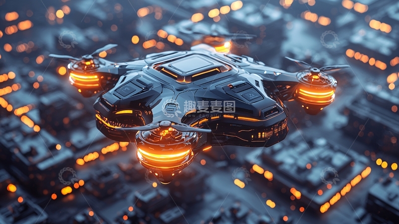 高清大图下载【趣麦麦图】未来科技感无人机