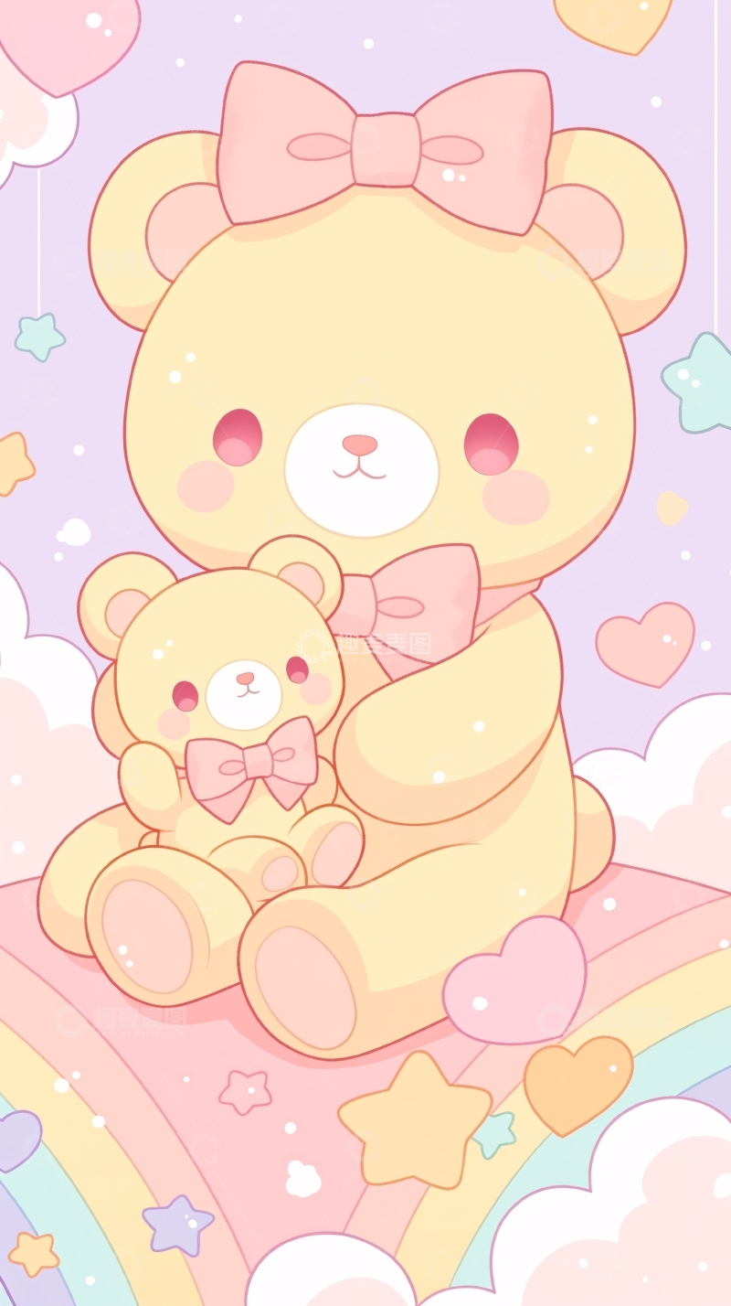 高清大图下载【趣麦麦图】可爱卡通母子熊