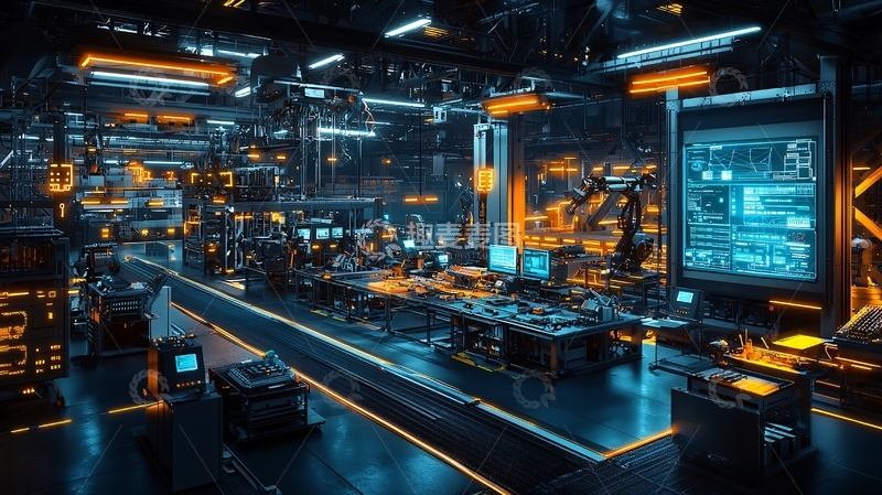 高清大图下载【趣麦麦图】未来工厂内部夜景