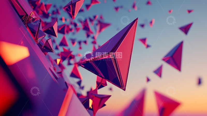 高清大图下载【趣麦麦图】紫色三角形几何体