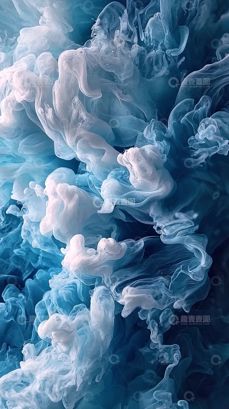 高清大图下载【趣麦麦图】蓝白水墨晕染