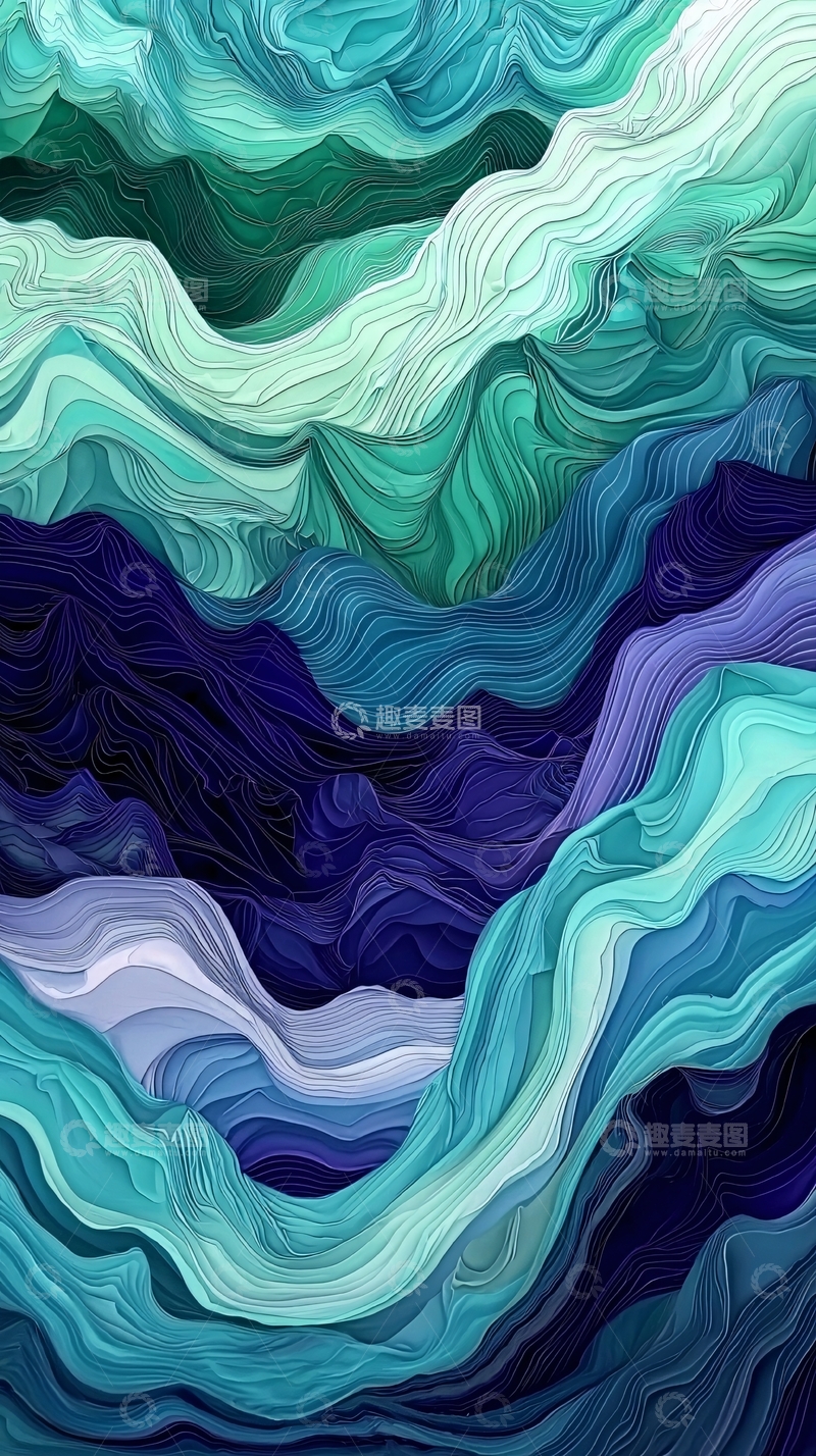 高清大图下载【趣麦麦图】抽象蓝绿色波浪