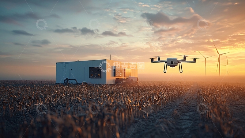 高清大图下载【趣麦麦图】无人机飞过田野小屋