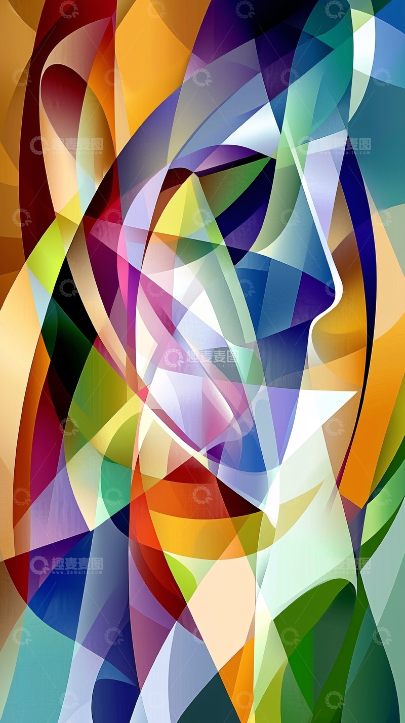 高清大图下载【趣麦麦图】抽象几何彩色人物肖像