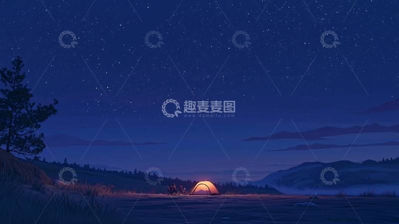 高清大图下载【趣麦麦图】星空下帐篷