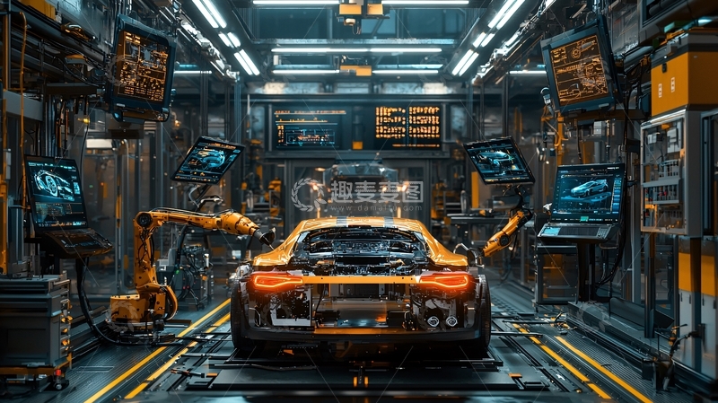 高清大图下载【趣麦麦图】未来科技感汽车修理厂