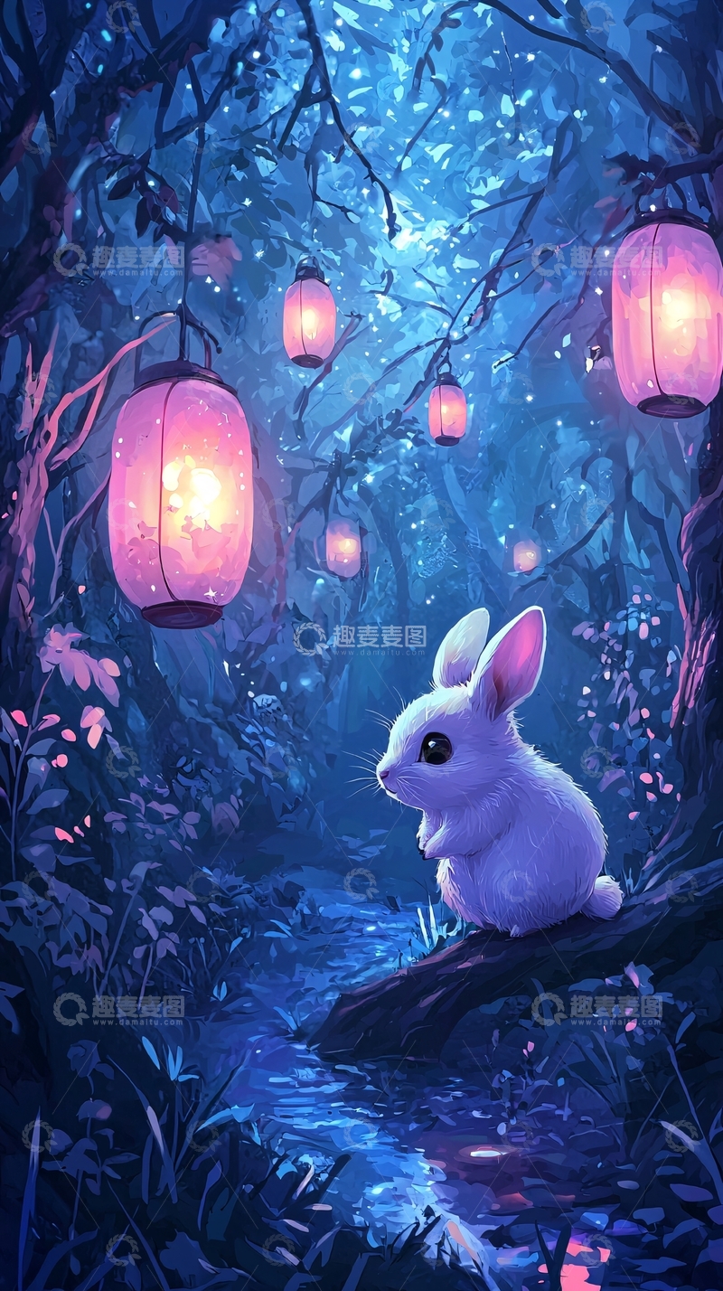 高清大图下载【趣麦麦图】梦幻森林小兔子
