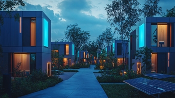 夜晚灯光下的现代建筑群