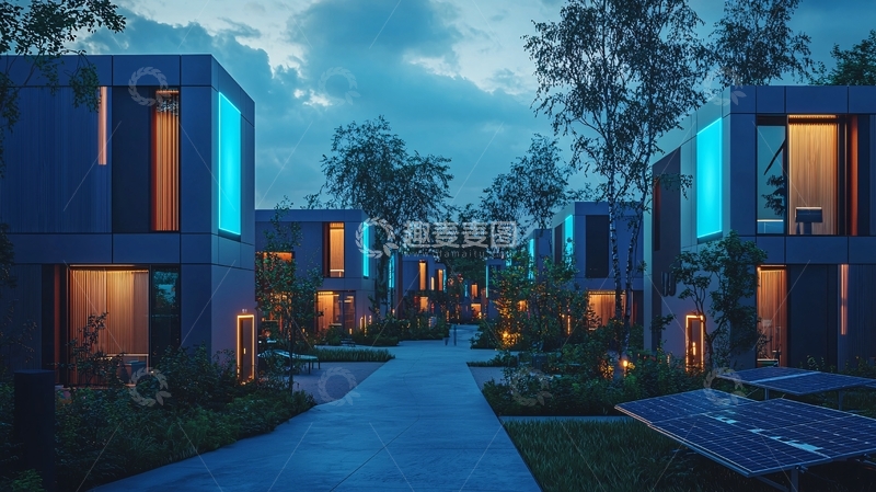 高清大图下载【趣麦麦图】夜晚灯光下的现代建筑群