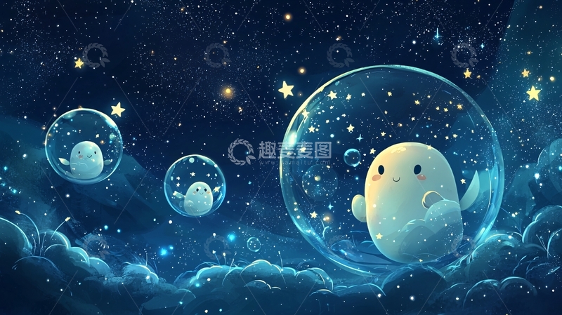 高清大图下载【趣麦麦图】星空泡泡小精灵