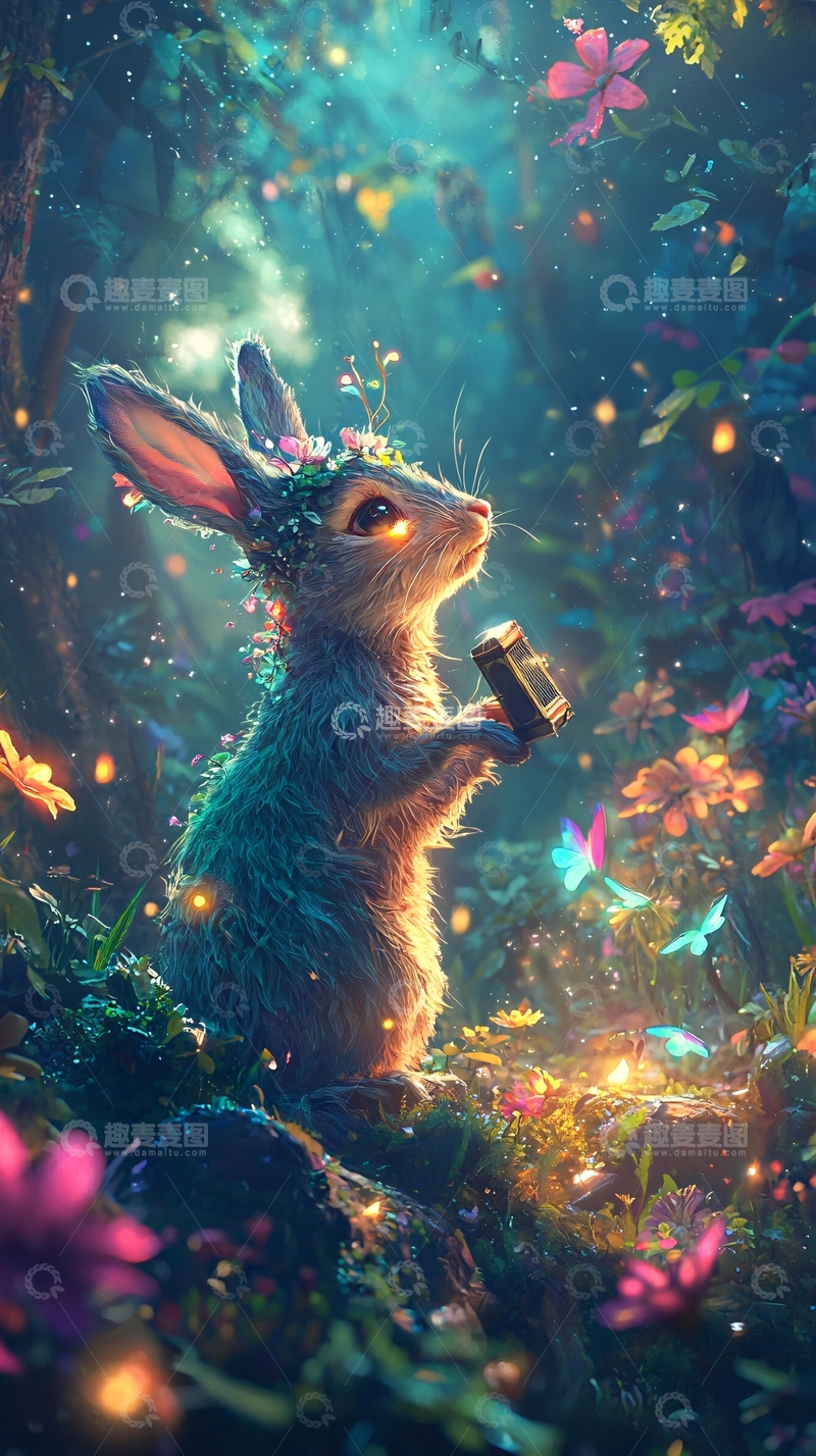 高清大图下载【趣麦麦图】梦幻森林兔子