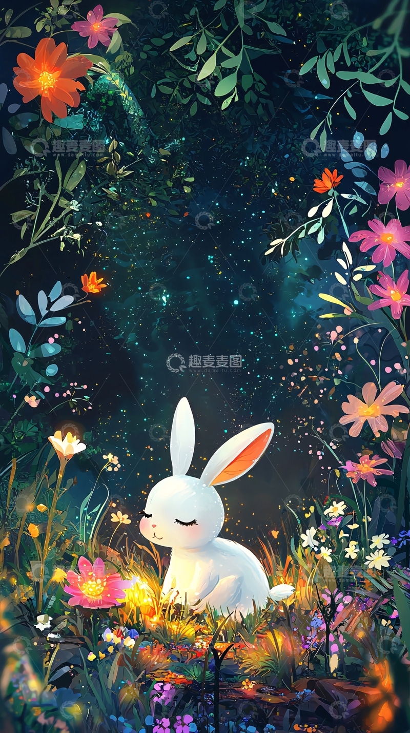 高清大图下载【趣麦麦图】梦幻森林兔子