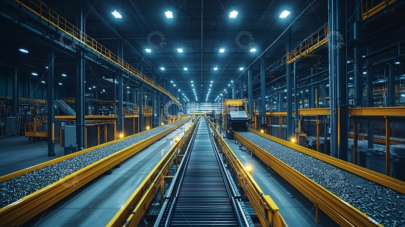 高清大图下载【趣麦麦图】工厂内部传送带场景