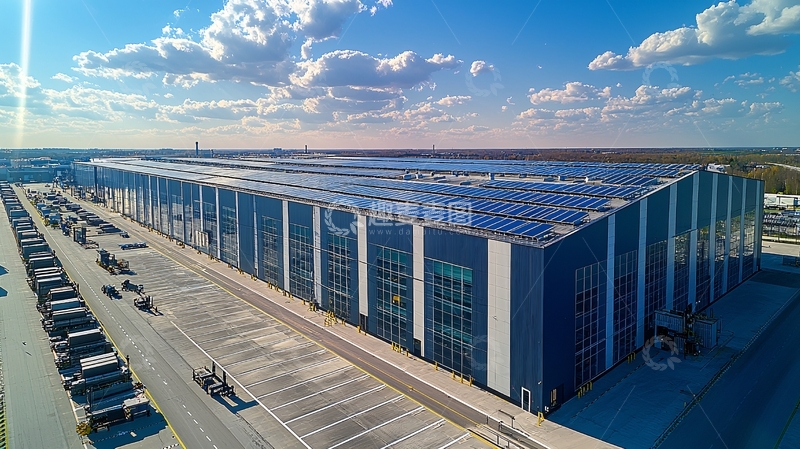 高清大图下载【趣麦麦图】超大型蓝色工业厂房