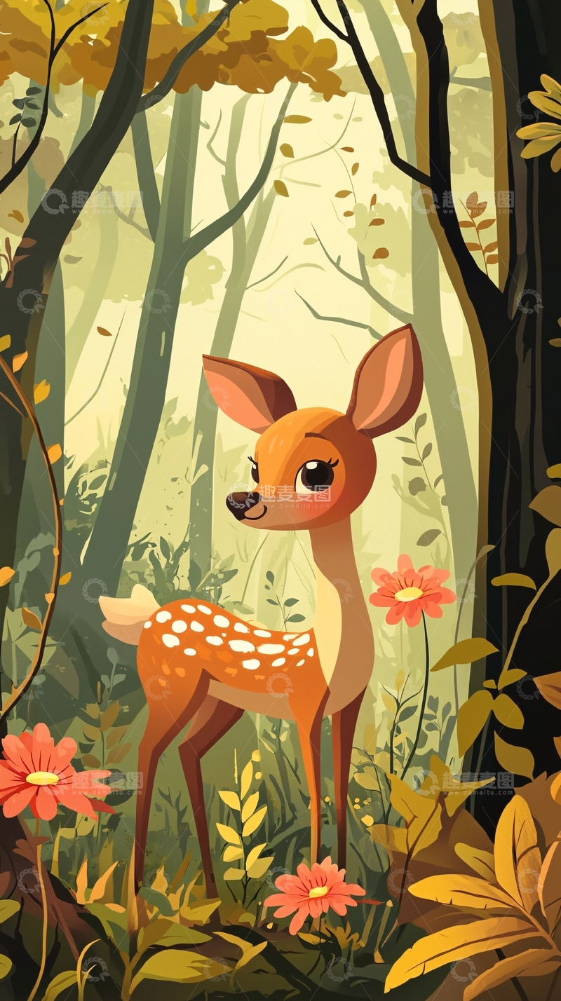 高清大图下载【趣麦麦图】森林小鹿