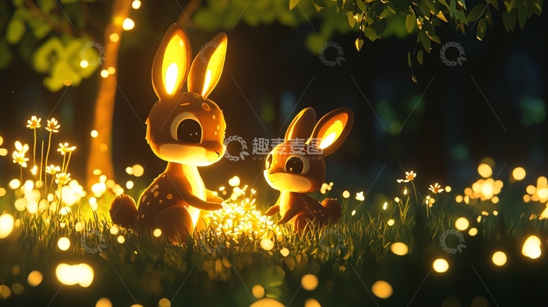 高清大图下载【趣麦麦图】夜光小兔