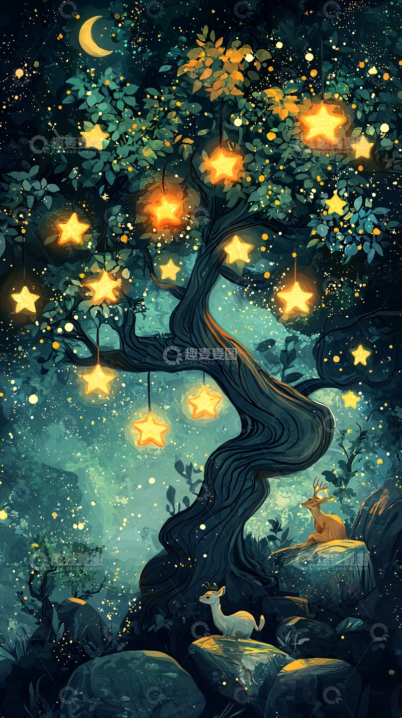 高清大图下载【趣麦麦图】星空树